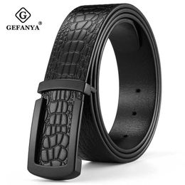 GEFANYA Belts for Men Crocodile Cow Genuine Leather Vintage Designer Slide Buckle Men Male Belts Luxury Brand X0726