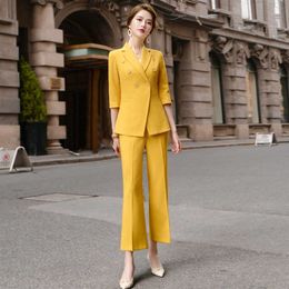 High quality ladies professional suit pants Two-piece Spring fashionable blazer Office interview clothing 210527