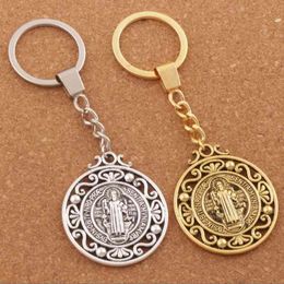 2Pcs Saint Christopher Keychain Protect Our Travels Medal Key Chain 2Colors 30mm rings K1787