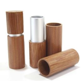 Bamboo Lipstick Empty Tube Cosmetic Storage Bottles Travel Portable Gold And Silver Lipsticks Packaging Bottle 4g