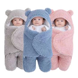 Baby Wrap Blankets Soft Fluffy Fleece Sleeping Bag Envelope For Newborn Sleepsack 0-9 Months 16 Colors BT6706