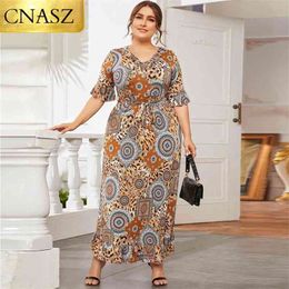 New Arrivals Plus Size Ladies Dress Dubai Middle East Printed dress Islaimic Turkey Fashion Women Summer Dress 210331