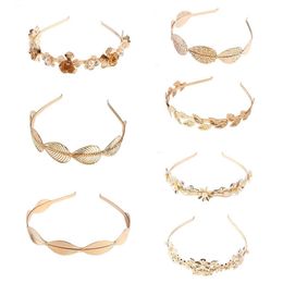 Retro Metal Headbands For Women Wedding Hairbands Gold Leaf Bride Pearl Butterfly Hair Accessories