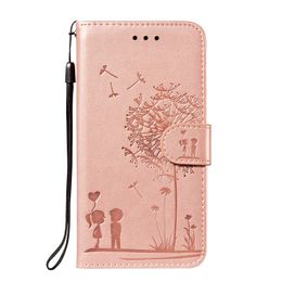 Wallet Phone Cases for iPhone 13 12 11 Pro Max XR XS X 7 8 Samsung Galaxy S21 S20 Note20 Ultra Noto10 S10 Plus Dandelion Embossing PU Leather Shockproof Protective Case