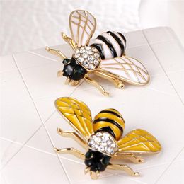 Pins, Brooches Enameled And Crystal Cute Bee Brooch Pins For Hats Scarf Clothing Accessories