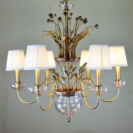 Pendant Lamps Classical Brass Chandelier With Roses Decoration For Living Room And Dinning