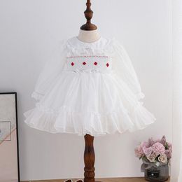 Spring Baby Girls Long Sleeve Pure Color Dresses Children Kids Girl Princess Clothing Party 210429