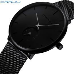 CRRJU Full Steel Watch Men Luxury Casual Watch Famous Dress Fashion Quartz Watches Unisex Ultra Thin Wristwatch erkek kol saati 210517
