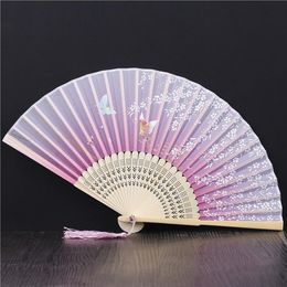 50pcs Classical folding fan Chinese wind female Japanese style and wind small fan cheongsam props Party Supplies 24style T2I52299