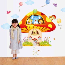 Lovely mushroom house Children in kindergarten background decoration The fifth generation of wall stickers 210420