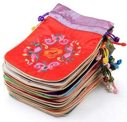 16.5x12CM Jewellery bag,gift bag ,jewelry pouches,mixed color, silk bag handmade flower Chinese traditional style 211014