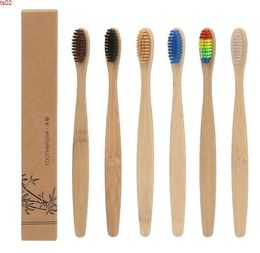 500pcs/lot Bamboo Handle Toothbrush Whitening Rainbow Colourful Environment-friendly Oral Care SN050goods