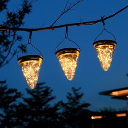 lighting lanterns UK - Hanging Solar Lights Outdoor Powered Waterproof Landscape Lanterns with Glass for Patio Yard Garden and Pathway Decoration usalight