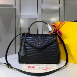 Bags Bag Handbag Wave Top Handle Tote Crossbody Genuine Leather Metal Letter Detchable Adjustable Shoulder Strap Stitching Flap