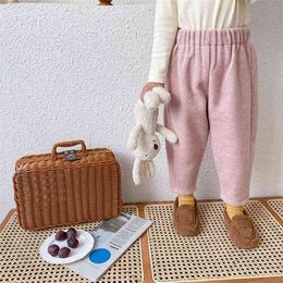 Winter fashion girls solid Colour thick Woollen trousers kids casual all-match pants bottoms 210708