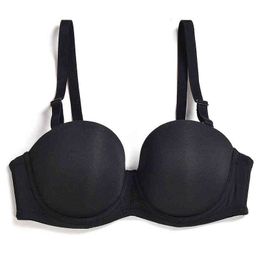 YANDW Women Bra Brassiere Underwire 32 34 36 38 40 42 44 B C D E F G H Black Push Up Bras for Women Underwear Sexy Lingerie 211217