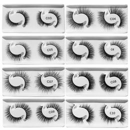 Reusable 2 Pairs Faux 3D Mink Eyelashes Soft False Eyelash Natural Long Cruelty Free Multilayer Handmade Eye Lashes Extension Makeup With Pink Box