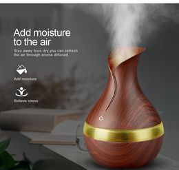 Wood grain shape air humidifier with 200ml essential oil ultrasonic diffusion, suitable for office and home use