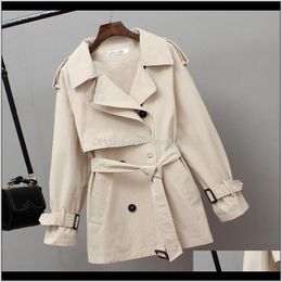 Outerwear & Womens Clothing Apparel Drop Delivery 2021 Women Short Spring Windbreaker Coats Casual Loose Safari Clothes Fashion Stand Collar