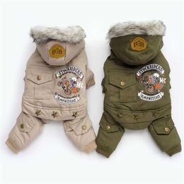 小さな犬のための服秋冬暖かい子犬ペット犬のコートジャケットファッションフード付きチワワヨーキージャンプスーツ服211027