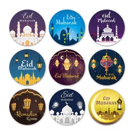 6pieces/sheet Ramadan Stickers Muslim Eid Mubarak Gift Tag Sticker Kareem Labels for Eid Al Fitr Party