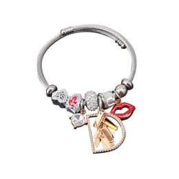 Luxury Crystal Heart Charm Bracelets & Bangles Gold For Women Jewellery Pulseira Feminina 12 Bangle