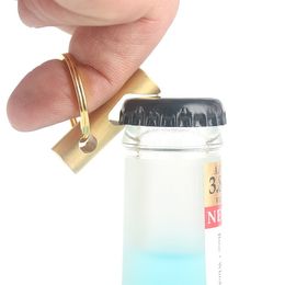 Portable Brass Bottle Opener Keychain Household Kitchen Corkscrew Multifunctional Outdoor Pocket Tools Keyring Pendant T2I52481