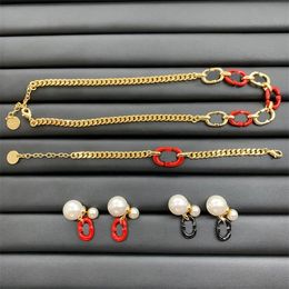 d glue Australia - 68% OFF designer D di family new letter drop glue pearl necklace bracelet earrings feminine fashion jewelry