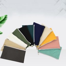 Coloful blank canvas zipper Pencil cases pen pouches cotton cosmetic Bags makeup bagged Mobile phone clutch bag Organiser