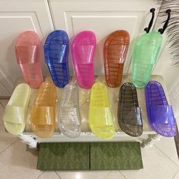 Sheer Logo Slides Designer Luxury Women Men Slippers Transparent Jelly Couple Slipper Summer Sandals Fashion Shoes Top Quality Size 36-46 o3yd#