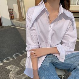 Vintage Casual Tops All Match Spring Chic Gentle Solid Shirts High Street Women Loose Elegance Lapel Clothe 210421