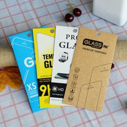 1000Pcs 4 Style Kraft Paper Glass Retail Packaging Box/Paper Box/white Box for 11 XR 7 6 6 Plus Samsung Tempered Glass Screen Protector Film