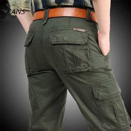 ICPANS Cargo Pants Mens Cotton Military Multi-pockets Baggy Men Pants Casual Trousers Overalls Army Pants Joggers Size 42 44 211201