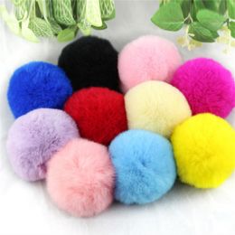 8cm Cute Rabbit Fur Ball Party Solid Fluffy Plush Keychain Mini Bunny Tail Car Key Ring Tote Bag Pendant Festival Gift