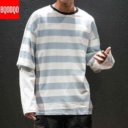 5XL Long Sleeve T shirt Men Hip hop Casual Fashion Cotton Stripe Fitness Tee Male Summer Streetwear Oversized Harajuku T shirts H1218