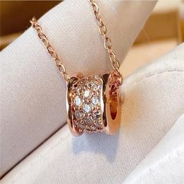 -Luxusmode Diamant B -rock Kleine Taille Anhänger Hohe Qualität Gleitzylindrische Halskette Kreative Design Schmuck mit exquisiten Verpackungsbox