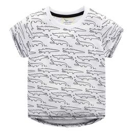 Jumping meters Summer Cotton T shirts for Kids Cartoon crocodiles Print Selling Boys Girls Tees Tops 210529