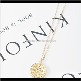 Necklaces & Pendants Jewelry For Women Coin Pendant Sun Gold Color Necklace Simple Fashion Of Drop Delivery 2021 Qlohe