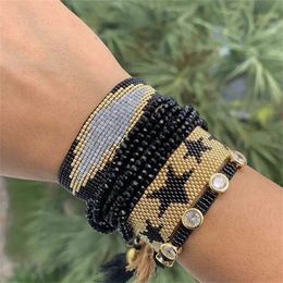 ZHONGVI Women Turkish Evil Eye Bracelet MIYUKI Jewellery Red Beaded Loom Star Pulsera Mujer Handmade Tassel Joyeria