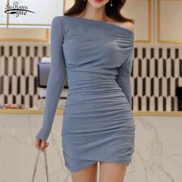 Off the Shoulder Sexy Mini Dress Women Long Sleeve Sheath Bodycon Female Spring Casual Party es Vestidos 12705 210508