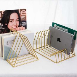 ins Nordic simple triangle iron book shelf racks spapers and magazines CD living room study storage decoration ZD 211112