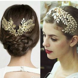 Baroque 2020 Arrival Fashion Gold Leaves Bridal Tiara Crown Party Wedding Hair Jewellery For Women Accessories