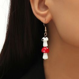 Fashion 2021 New Cute Red White Ceramic Mushroom Drop Earrings For Women Girls Gifts Korean Style Hanging Earring Party Jewellery