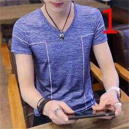 Summer thin section trend Korean version of handsome personality Slim short-sleeved t-shirt men's tide brand loose 210420