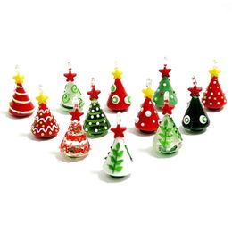 Mini Handmade Glass Christmas Tree Art Figurines Ornaments Colourful High Grade Cute Pendant Xmas Hanging Decor Charm Accessories 211108