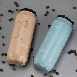 Creative Stainless Steel Thermos Cup Mini Bottle Vacuum Flask Straw Coffee Thermal Thermoses Cans Cups Thermocup Mug KL 3071 210615