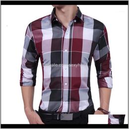 Mens Autumn Work Shirts Long Sleeve Men Dress Shirt Formal Business Plaid Button Down Brand Plus Size Smart Casual Shirts1 4Duh8 Fsivm