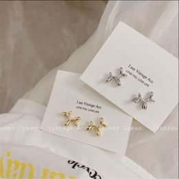 Stud Retro Geometric Metal Earrings Fashion Wild Dog Niche Design Girl Cartoon Commuter Tide