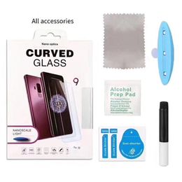 UV Full Glue Sceen Protector For Samsung S21 S21U S20 Fe S10 Galaxy Note 20 S9 plus S8 S7 S6 Edge Tempered Glass Case Friendly With Package