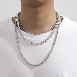 3Pcs/Set Layered Clavicle Chain Necklace for Women Men Punk Choker Collier Femme 2021 Gothic Grunge Aesthetic Jewellery